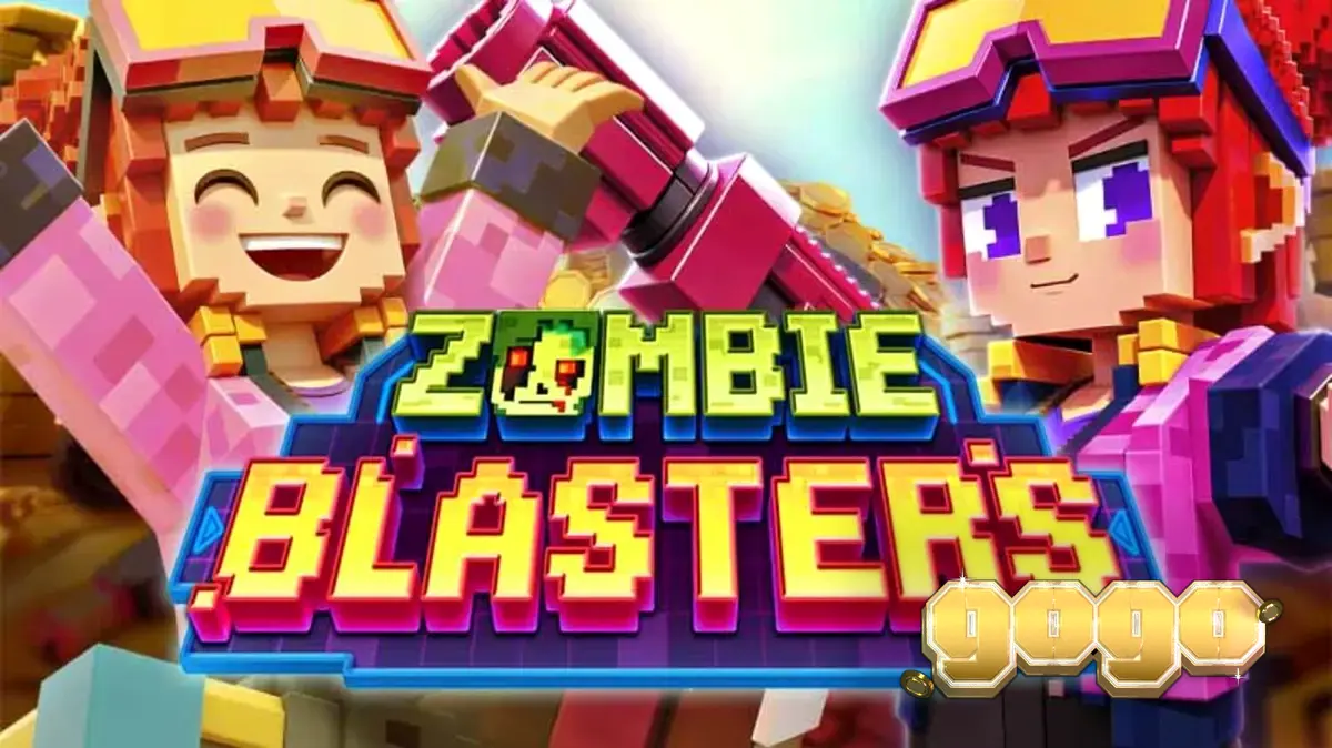 Tampilan antarmuka permainan slot Zombie Blasters dengan elemen visual arkade retro